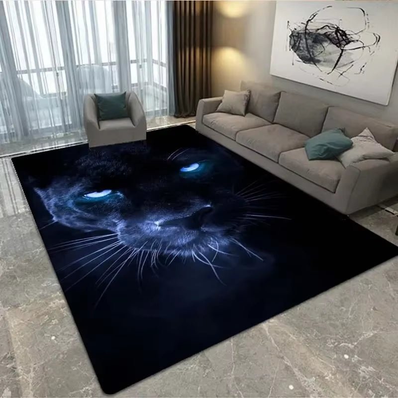 3D Black Panther Living Room Carpet Large Area Carpet Animal Lion Tiger Bedroom Home Decor Tribal Bedroom Carpet Decoration - Tiaki Apparel