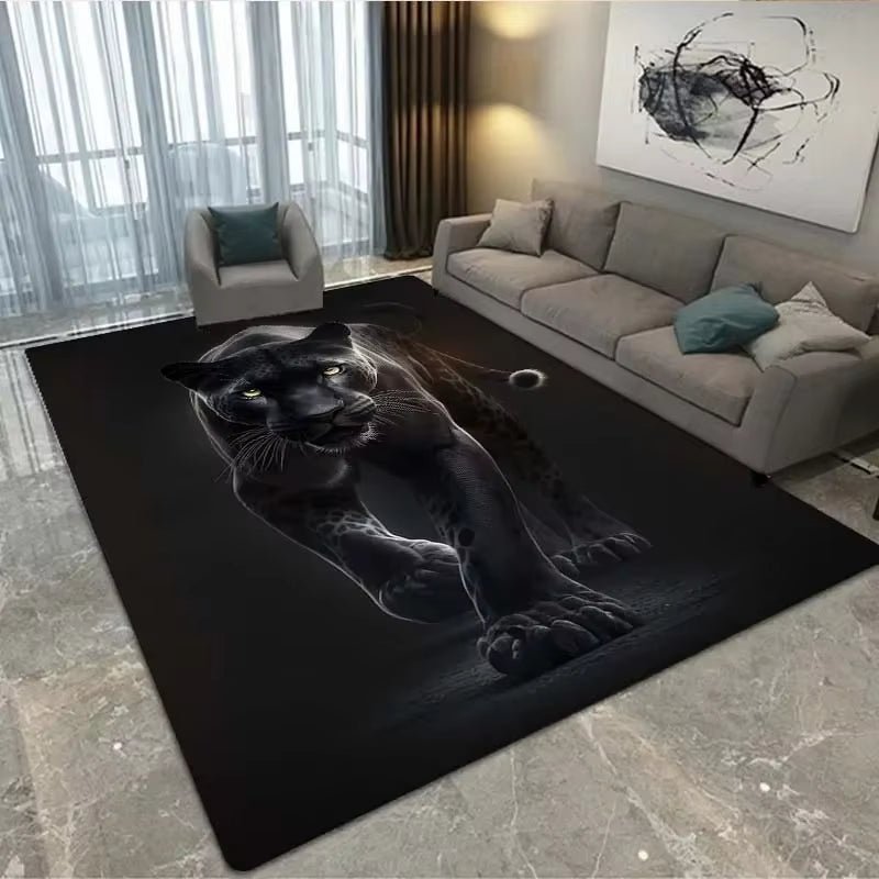 3D Black Panther Living Room Carpet Large Area Carpet Animal Lion Tiger Bedroom Home Decor Tribal Bedroom Carpet Decoration - Tiaki Apparel