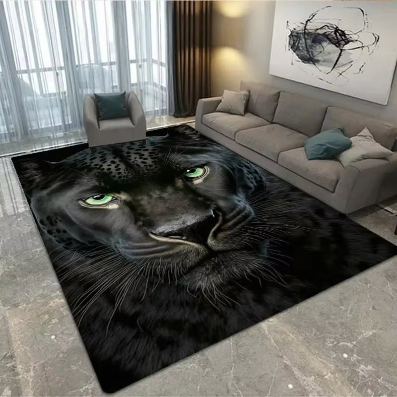 3D Black Panther Living Room Carpet Large Area Carpet Animal Lion Tiger Bedroom Home Decor Tribal Bedroom Carpet Decoration - Tiaki Apparel