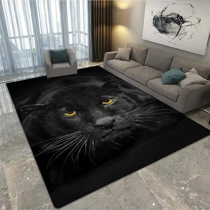 3D Black Panther Living Room Carpet Large Area Carpet Animal Lion Tiger Bedroom Home Decor Tribal Bedroom Carpet Decoration - Tiaki Apparel