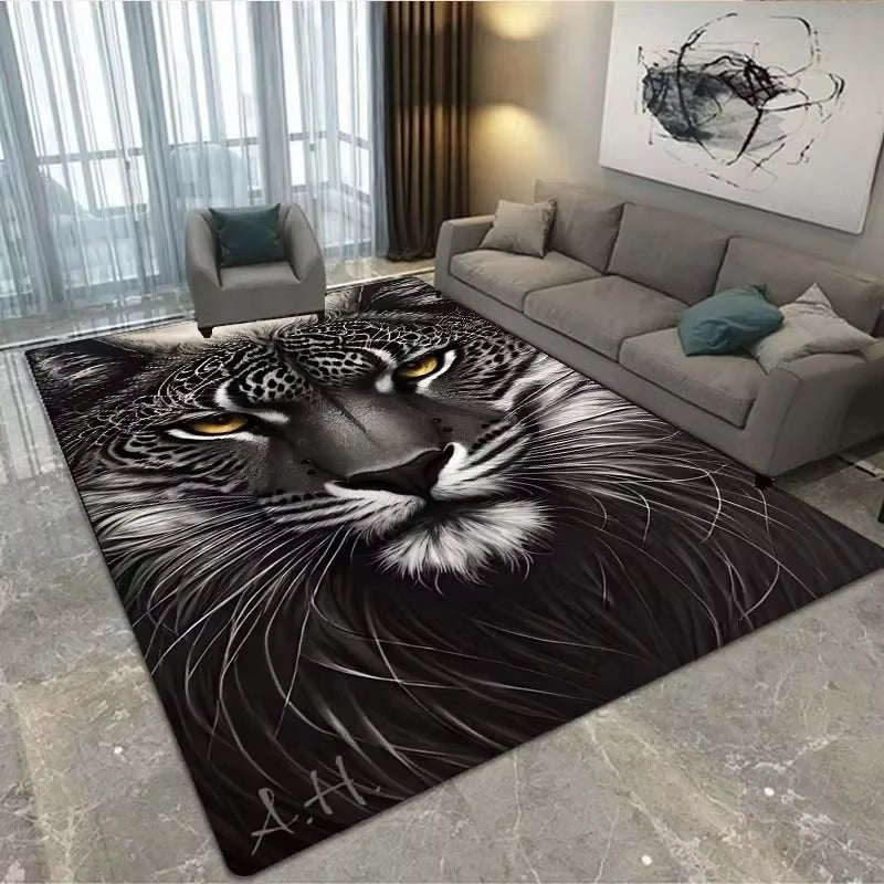 3D Black Panther Living Room Carpet Large Area Carpet Animal Lion Tiger Bedroom Home Decor Tribal Bedroom Carpet Decoration - Tiaki Apparel