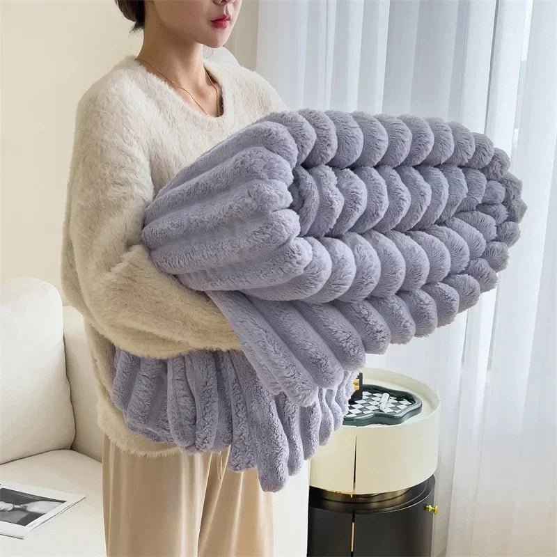 Flannel Blanket Warm Thickened Coral Fleece Blanket Office Milk Fleece Nap Blanket Rabbit Plush Throw Blanket - Tiaki Apparel